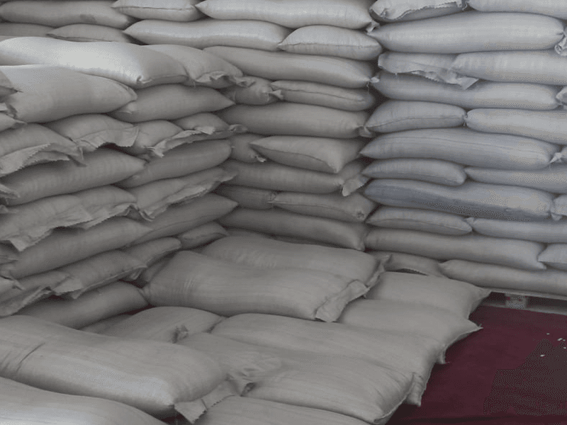 Rows of stacked sacks ready for dispatch